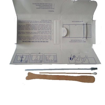 Disposable Sterile Pap Smear Test Kit For Gynecological Test Cotton Stick Cervical Brush Wooden Cervical Scraper